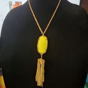 Kendra Scott Neon Yellow and Gold Rayne Necklace